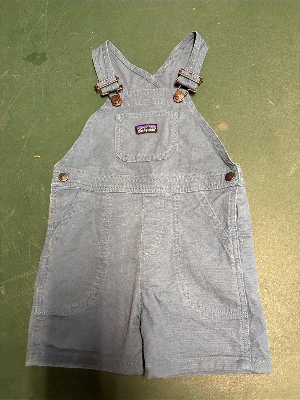 Patagonia Light Blue Kids' Short Overalls with Front Pocket